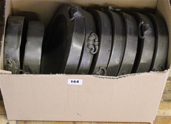 9 Pewter plate warmers